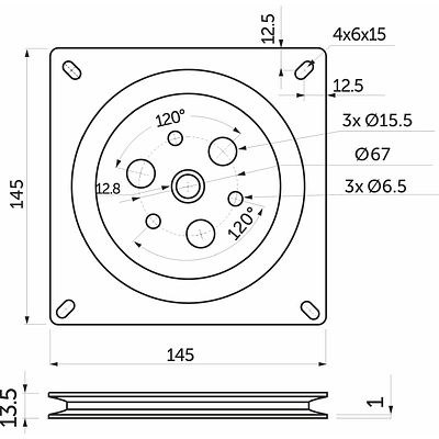 Держатель поворотной полки 145*145, неполный подшипник (упак. = 80 шт.) AKS - фото 2