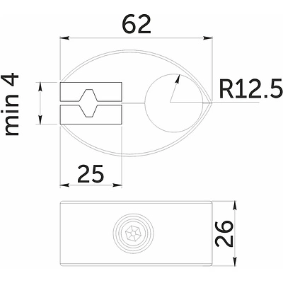 Соединитель стекло/плита к трубе d25, (550) одинарный (с вкладышами) хром AKS - фото 3