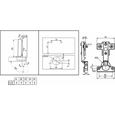 Петля мини накладная с пружиной 38мм h0 slide-on AKS (еврошурупы) - фото 2