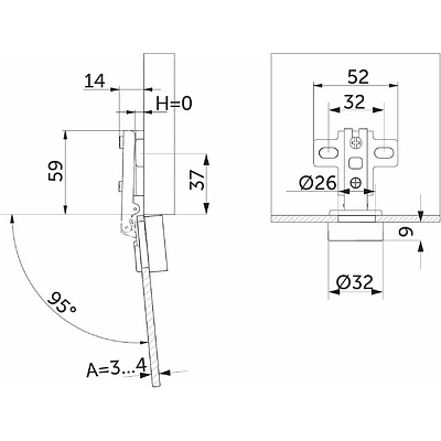 Петля д/стекла накладная с пружиной h0 slide-on AKS (круглая заглушка хром) - фото 2