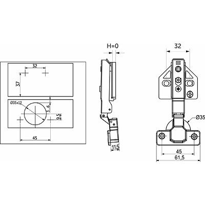 Петля накладная с доводчиком 45мм h0 clip-on AKS PLUS 3D (саморезы, заглушки) - фото 2