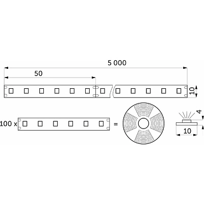 Лента светодиодная термостойкая, подводная - 9,6W/m, 24V, 11мм, 2835, 120 д/м, IP68, теплый белый (3000К), 5м, AKS - фото 2