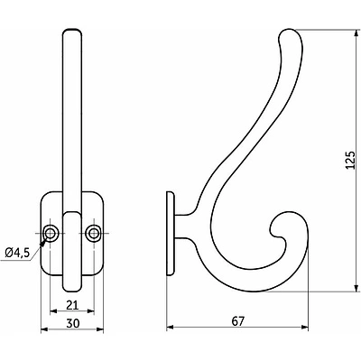 Крючок меб. двухрожковый мет. AКKORD черный матовый AKS - фото 2