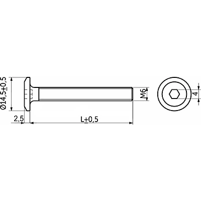 Винт с плоской головкой М6*30 под шестигранник, полн. резьба, белый цинк (уп/1тыс.шт) AKS - фото 2