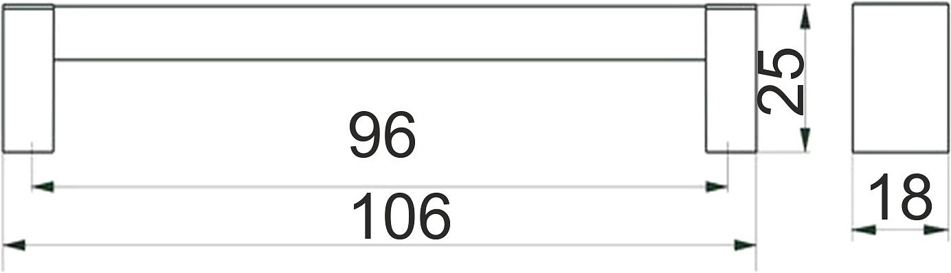 Ручка меб. скоба пластик. PS18/C18 96 металлик+металлик AKS без саморезов - фото 2