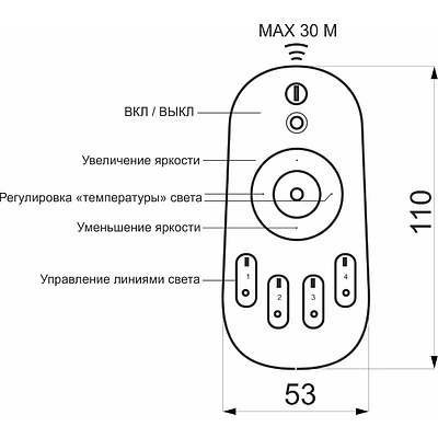 Пульт дистанционного управления светодиодной лентой, для контроллера Bicolor, AKS - фото 2