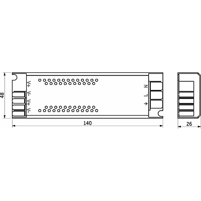Блок питания Indoor 100W/12V, серия 7, компактный, с диммированием, быстрозажимные клеммы, AKS - фото 2