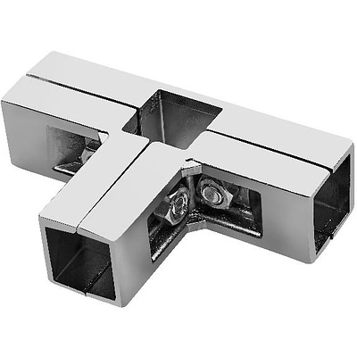 Соединитель 4-х труб угловой для квадр. трубы 25*25 QUADRO, хром AKS - фото 1