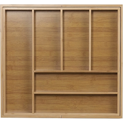 Лоток для столовых приборов BAMBOO раздвижной 520-825*470, бамбук табачный AKS - фото 1