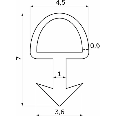 Уплотнитель для ручки-профиль в верхнюю базу, (4 пог. м = 1 упак) AKS - фото 2