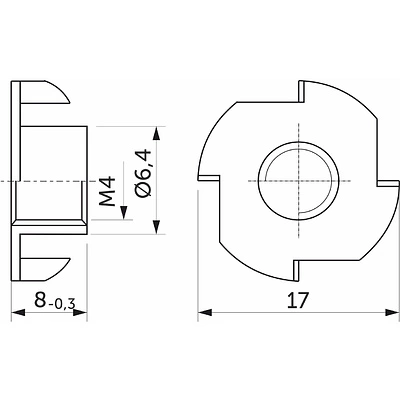 Гайка усовая (носковая) М4*8 белый цинк (уп/ 1 тыс.шт) - фото 2
