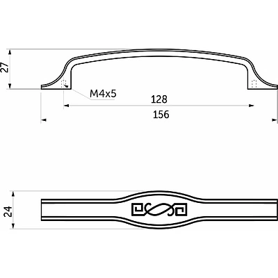Ручка меб. скоба мет. PAOLA 128 шлифованный никель, AKS - фото 2