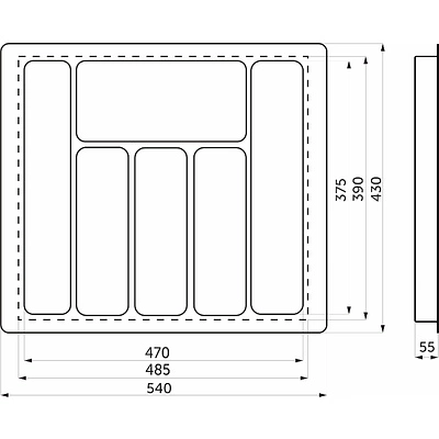Лоток для столовых приборов 600 LINER 540*430, серый AKS - фото 2