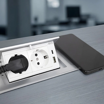 Выдвижной удлинитель Nova 5, 2 розетки, USB A + C, беспроводная зарядка, алюминий, AKS - фото 5