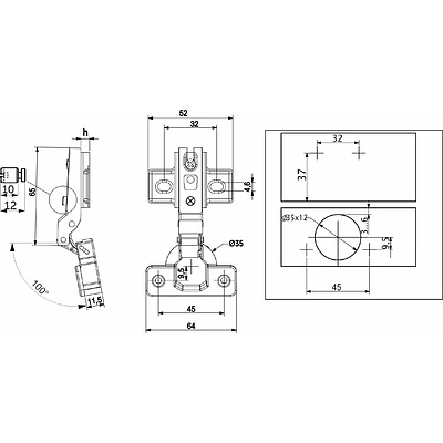 Петля полунакладная с пружиной 45мм h0 slide-on AKS LIGHT 52г - фото 2