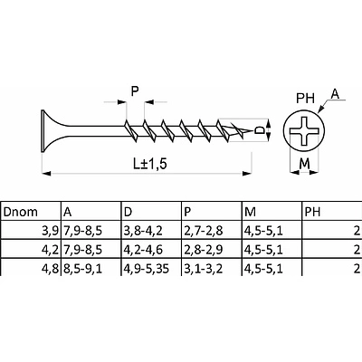 Саморез для гипсокартона 4,2*90 крупный шаг (уп/0,25 тыс.шт) AKS - фото 2
