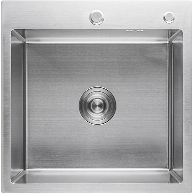 Мойка н/сталь, квадратная одночашевая, 500*500мм, cатин, врезн на/вровень столешнице, AKS (3,2мм) - фото 3