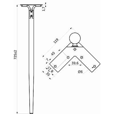 Опора меб. DIANA h725, белый матовый/золото (1 упак. = 4 шт.) AKS - фото 2