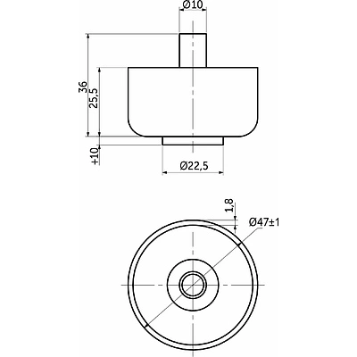 Опора меб. пласт. WPJA-22 h27 регул. черный AKS - фото 2