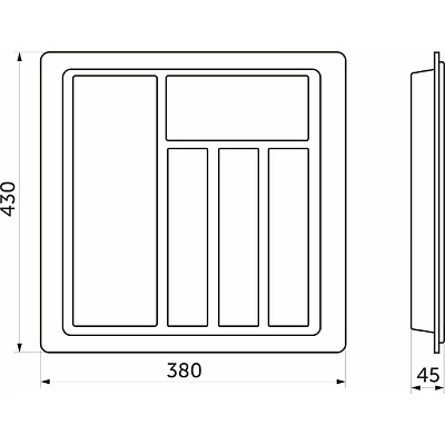 Лоток для столовых приборов 450 STANDARТ (380*430), металлик РП - фото 2