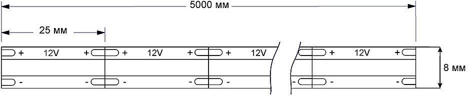 Лента светодиодная AKS COB - 15W/m, 8мм, 480 д/м, IP20, теплый белый (3000K) - 5м - фото 2