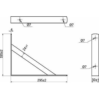 Полкодержатель мет. LINE 300*200*30*4, черный AKS - фото 2