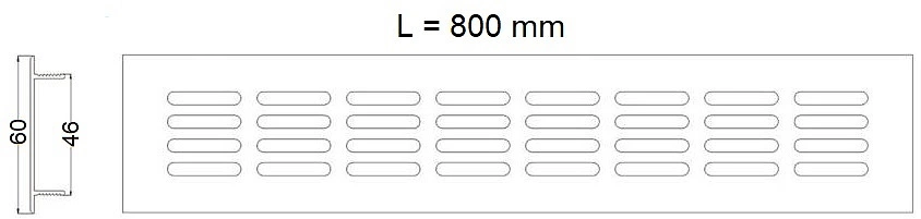 Решетка вентиляционная 800х60мм темно-коричневая алюминий AKS - фото 2