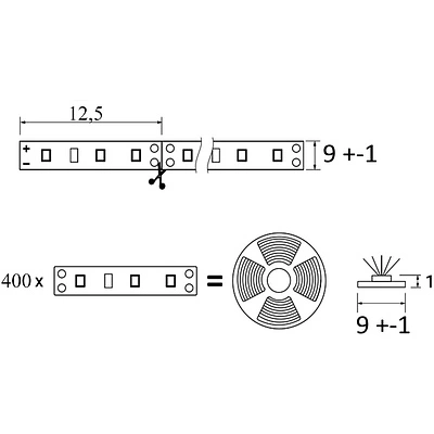 Лента светодиодная - 19,2W/m, 12V, 9мм, 2835, 240 д/м, IP20, нейтральный белый (4000K) - 20м, AKS - фото 2