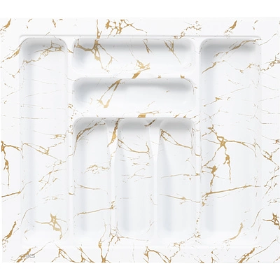 Лоток для столовых приборов 600 MARBLE 540*485, бело-золотой мрамор AKS - фото 1
