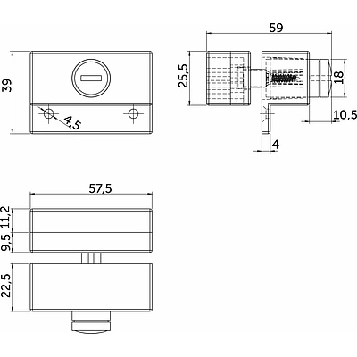 Замок для раздвижных 2-х дверей SENATOR механический шампань PL - фото 2