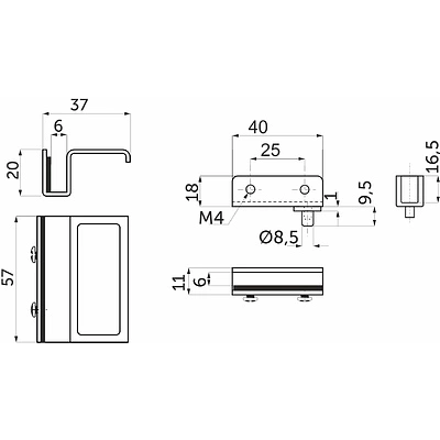 Петля д/стекла штыревая ZS90 хром LEBA - фото 2