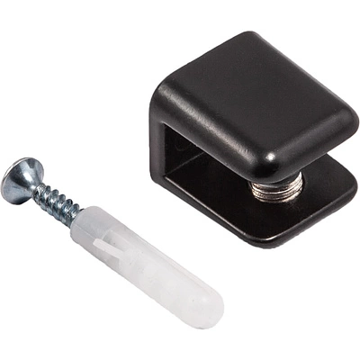 Полкодержатель для стекла мет. АК104 (6-8мм) черный матовый (1 упак. = 2 шт.) AKS - фото 1