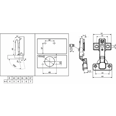 Петля накладная с пружиной 48мм h2 slide-on AKS 55г - фото 2