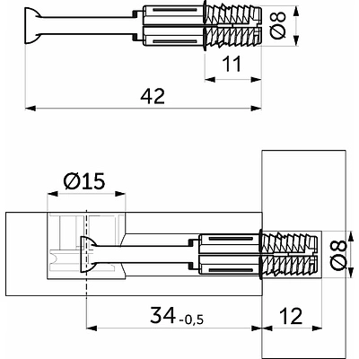 Шток эксцентрика распорный 8*34 (уп/1тыс.шт) AKS - фото 2