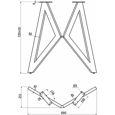 Подстолье HAROLD h720, черный AKS (1 компл. = 2 шт.) - фото 2