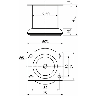 Опора меб. мет. TB019 (B140) d50 h100 черный AKS - фото 2