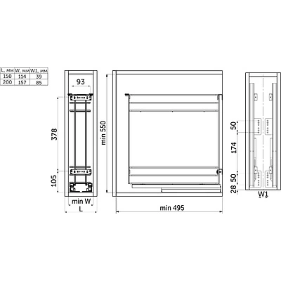 Выдвижная корзина-карго 150 NORWIG крепл.нижнее, хром AKS - фото 2