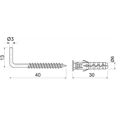 Дюбель распорный с прямым крюком 06*30*40 (уп/20шт) РП - фото 2