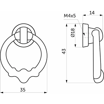 Ручка меб. кнопка мет. CIRCLE античная латунь, AKS - фото 4