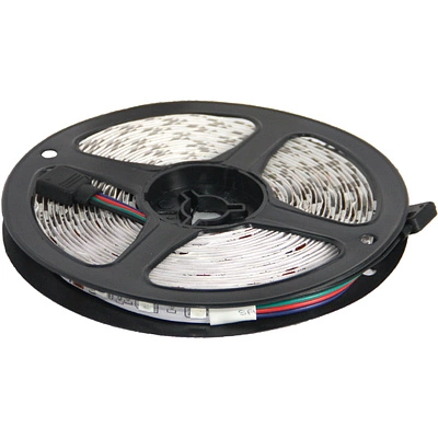 Лента светодиодная RGB - 10W/m, 12V, 10мм, 5050, 60 д/м, IP20, цветная - 5м, AKS - фото 1