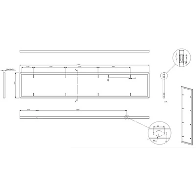 Полкодержатель мет. RENUAR 250*1280, черный AKS - фото 2
