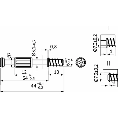 Шток эксцентрика 7*34/6*11 с пластиковой красной муфтой (уп/1тыс.шт) AKS - фото 2