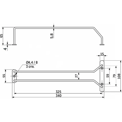 Держатель подвесной для бокалов однорядный 340*65*114, черный AKS - фото 2