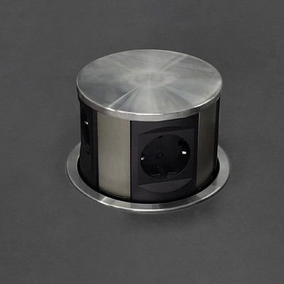 Выдвижной удлинитель Tor USB, 120 мм 3 розетки, 2xUSB A, сталь, AKS - фото 4