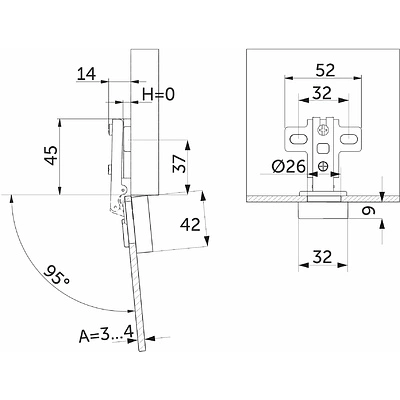 Петля д/стекла накладная с пружиной h0 slide-on AKS (овальная заглушка хром) - фото 2