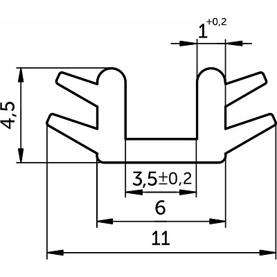 Уплотнитель ПВХ вставной для узкой сис-мы BY (1рул.=100пог.м.) VP-18, AKS - фото 2