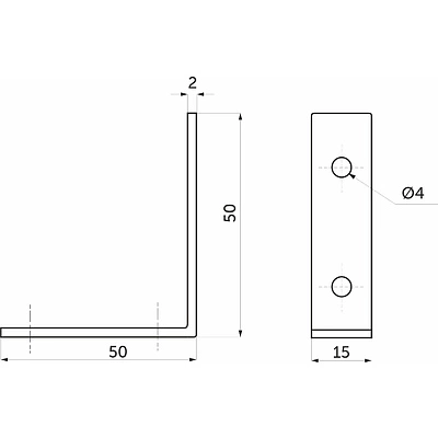 Уголок металлический FSC-04 50х50х15 (2,0), белый цинк (уп/100шт) AKS - фото 2