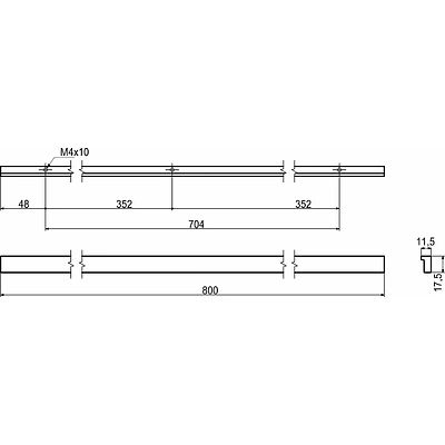 Ручка меб. скоба алюм. PIANO 704/800 черный матовый, AKS тип 2 - фото 2
