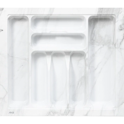 Лоток для столовых приборов 600 MARBLE 540*485, бело-серый мрамор AKS - фото 1