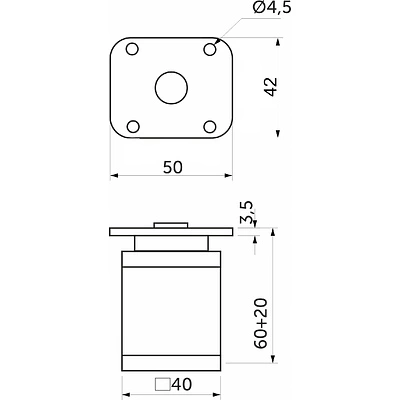 Опора меб. алюм. DAKP-27 h60 с регул. черный AKS - фото 2